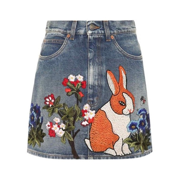 0 Authentic Gucci Embroidered Denim 